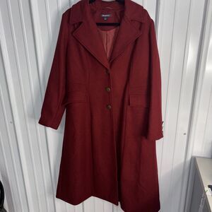 Roaman’s Womens Red Wool Blend Pea Coat Size 16